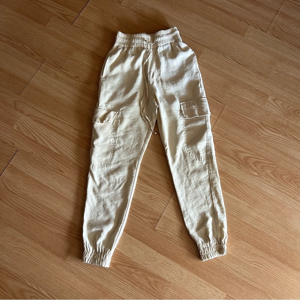 Zara Beige Light Yellow Cargo Jogger Pants Women’s XS